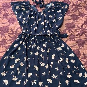 LC Lauren Conrad Navy Floral Dress